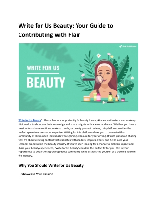 Write for Us Beauty_ Your Guide to Contributing with Flair