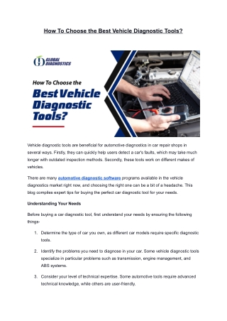 Best Automotive Diagnostic Tool |Software for Car Repairs — Global Diagnostics