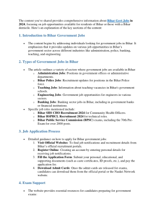 Bihar Govt Jobs 2024 - Latest Vacancies & How to Apply