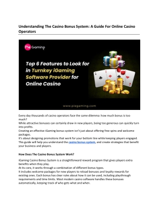 Understanding The Casino Bonus System: A Guide For Online Casino Operators