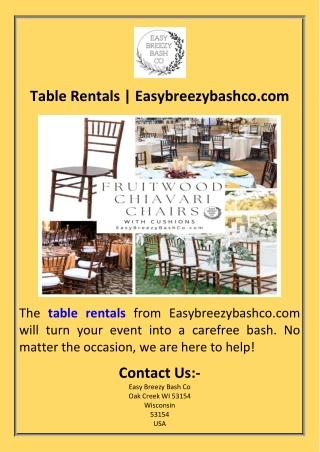 Table Rentals  Easybreezybashco.com