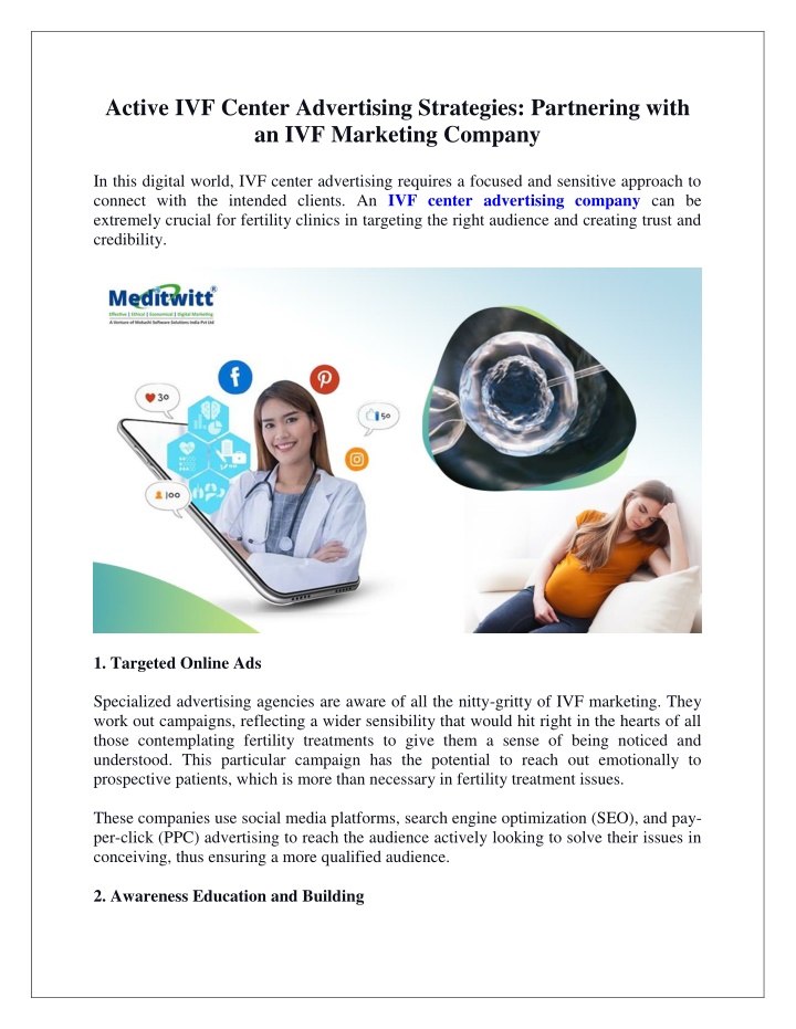 active ivf center advertising strategies