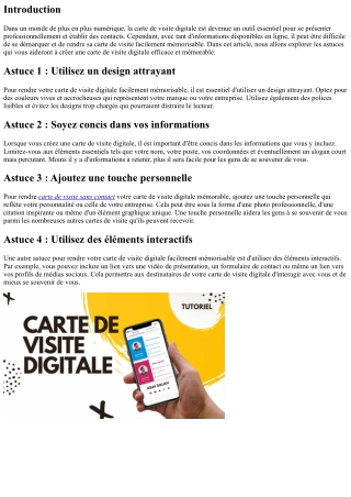 Les astuces pour rendre sa carte de visite digitale facilement mémorisable