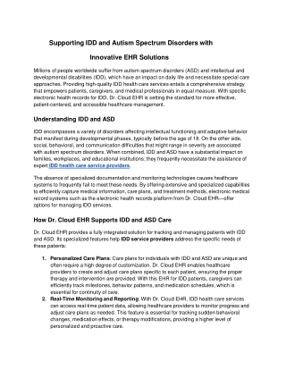 supporting idd and autism spectrum disorders with