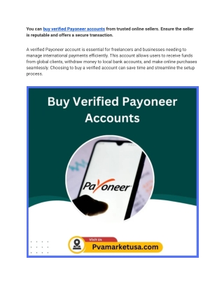 Top 8 Place To Buy Verified Payoneer account -USA