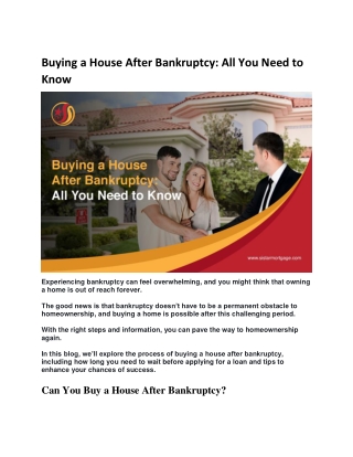 Buying a House After Bankruptcy: All You Need to  Know