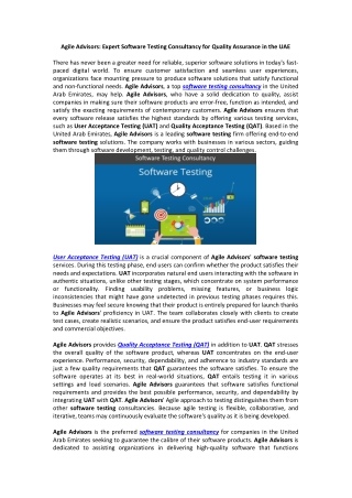 agile advisors expert software testing