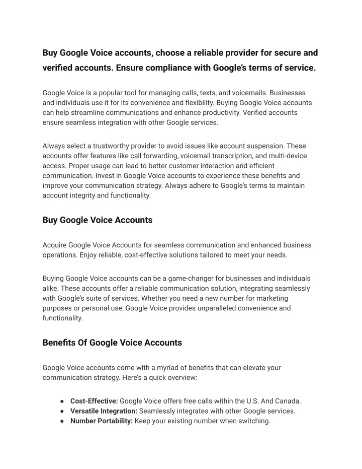 buy google voice accounts choose a reliable