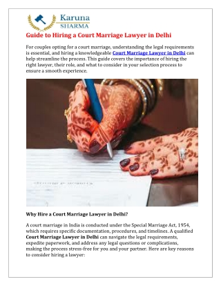 Guide to Hiring a Court Marriage Lawyer in Delhi