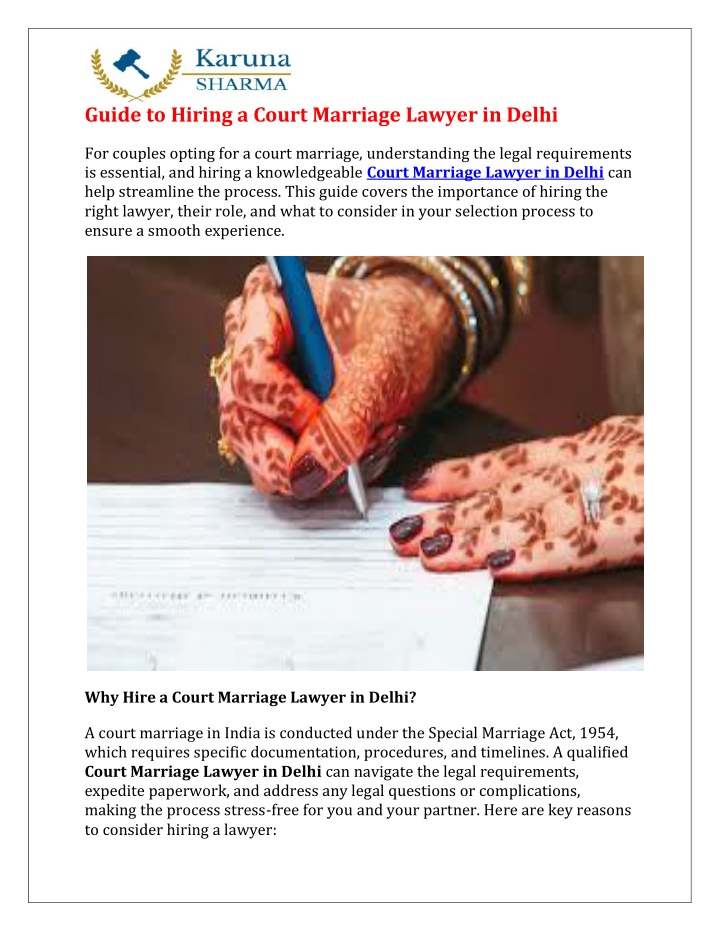 guide to hiring a court marriage lawyer in delhi