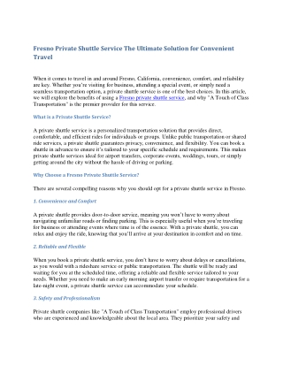 fresno private shuttle service the ultimate