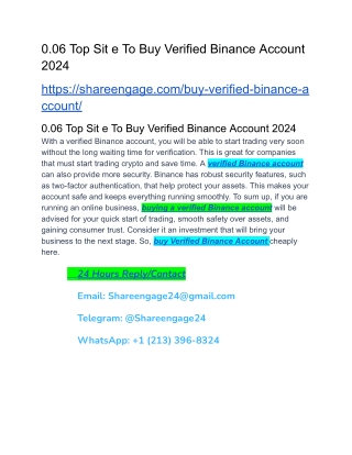 0.06 Top Sit e To Buy Verified Binance Account 2024