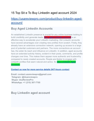15 Top Sit e To Buy Linkedin aged account 2024