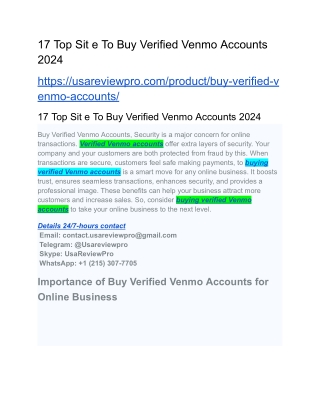 17 Top Sit e To Buy Verified Venmo Accounts 2024