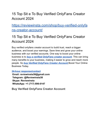 15 Top Sit e To Buy Verified OnlyFans Creator Account 2024