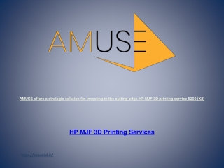 AMUSE offers a strategic solution for investing in the cutting-edge HP MJF 3D printing service 5200 (X2)