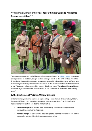 **Victorian Military Uniforms: Your Ultimate Guide to Authentic Reenactment Gear