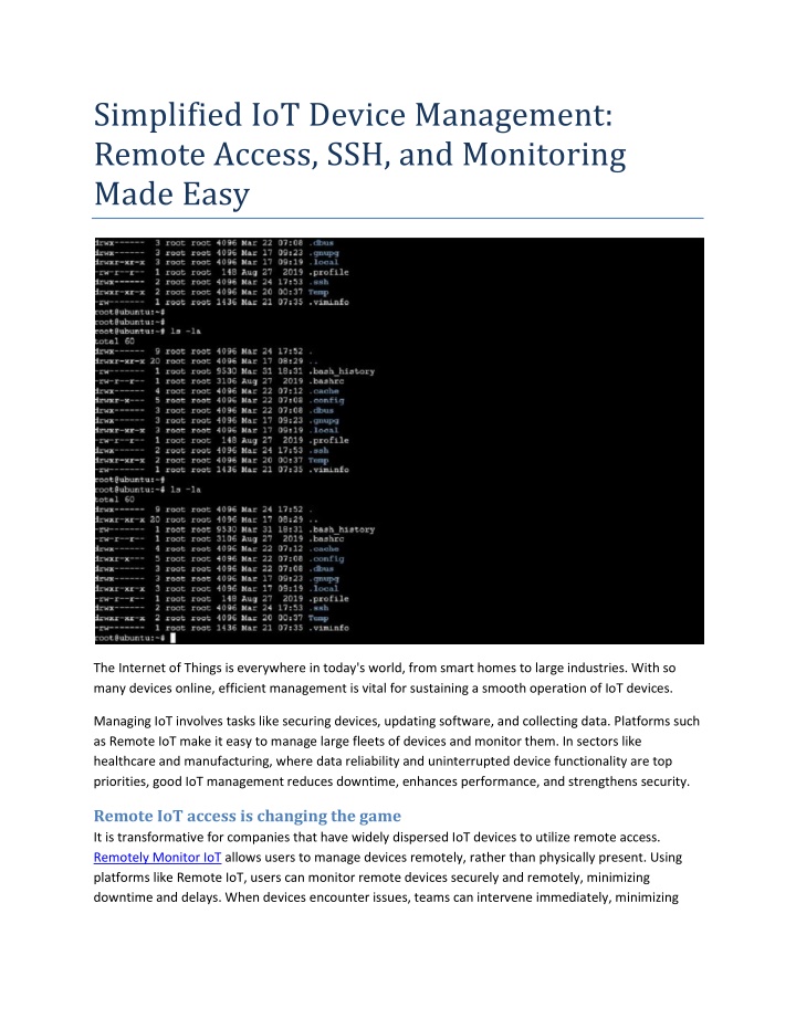 simplified iot device management remote access