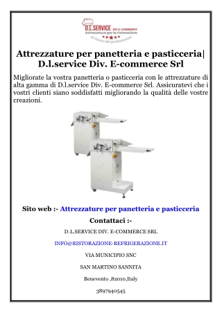 Attrezzature per panetteria e pasticceria D.l.service Div. E-commerce Srl