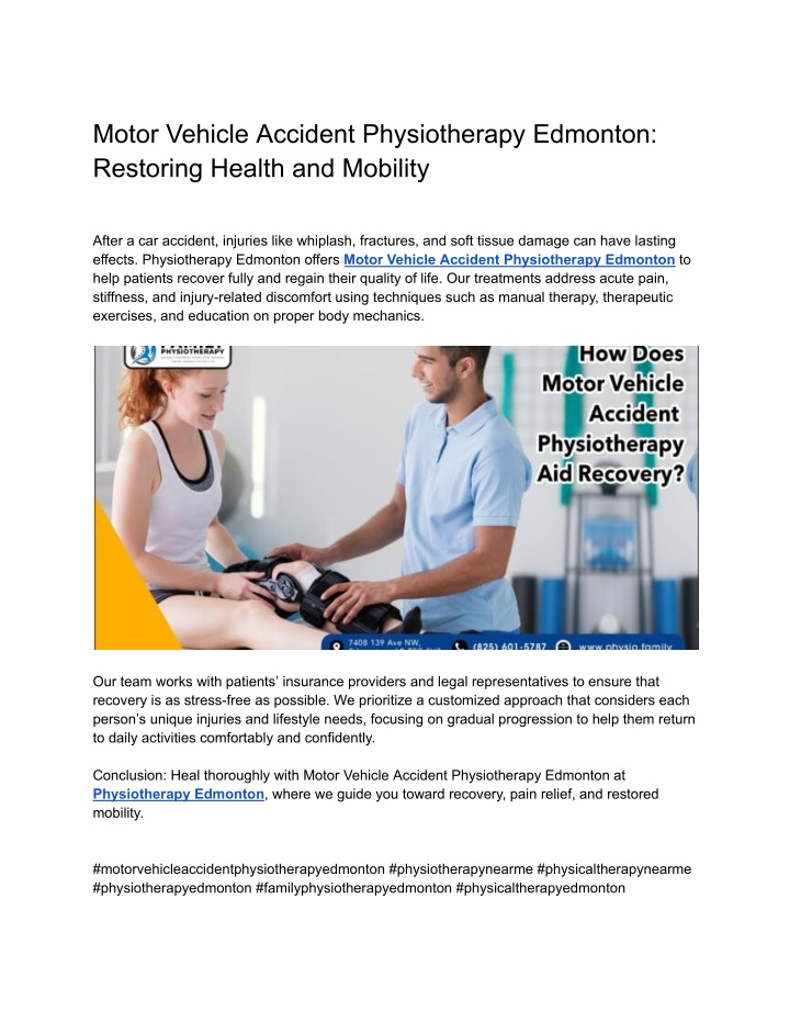 motor vehicle accident physiotherapy edmonton