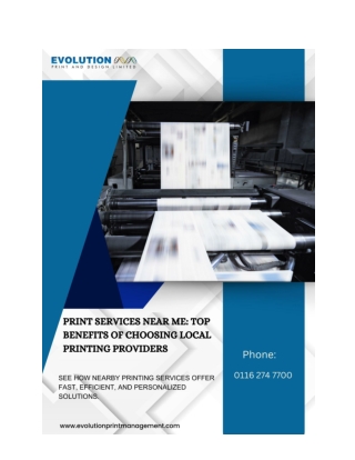 Print Services Near Me: Top Benefits of Choosing Local Printing Providers