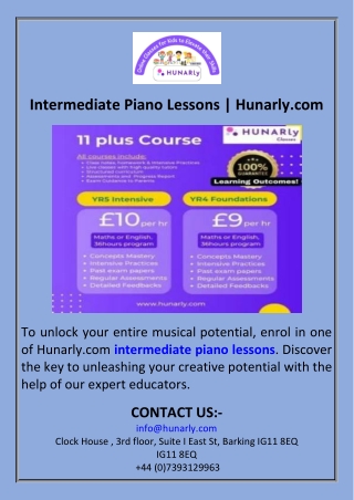 Intermediate Piano Lessons  Hunarly.com