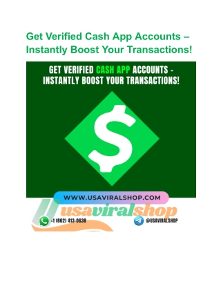 Get Verified Cash App Accounts – Instantly Boost Your Transactions!
