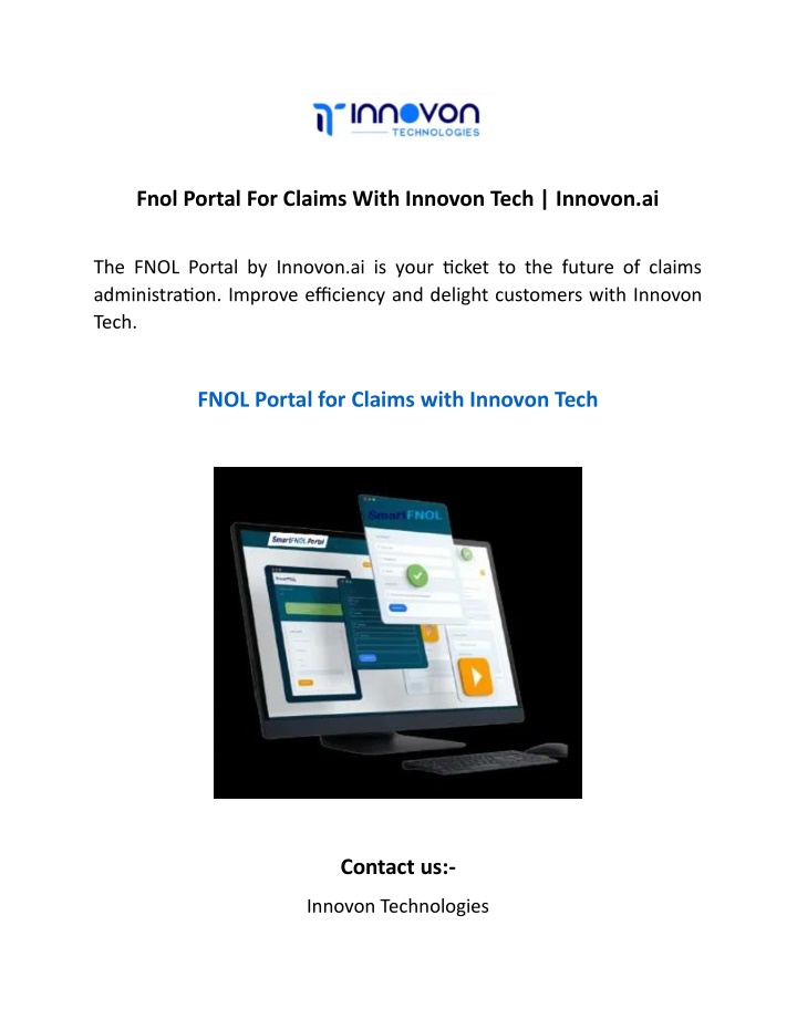 fnol portal for claims with innovon tech innovon