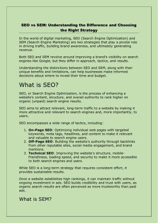 SEO vs SEM: Understanding the Difference and Choosing the Right Strategy