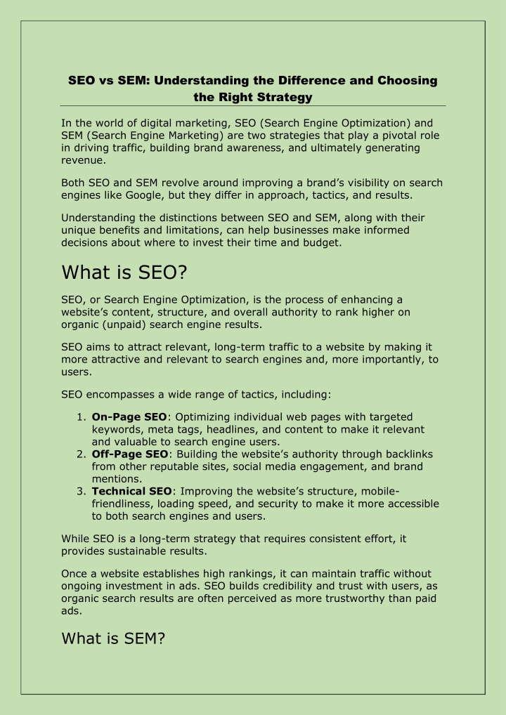 seo vs sem understanding the difference