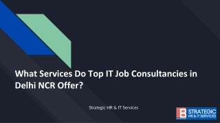 What Services Do Top IT Job Consultancies in Delhi NCR Offer