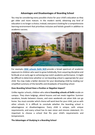 Advantages and Disadvantages of Boarding School