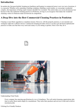 A Deep Dive into the Best Commercial Cleaning Practices in Penticton