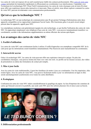 Révolutionnez votre communication professionnelle avec les cartes de visite NFC