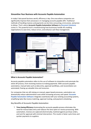 Streamline Your Business with Accounts Payable Automation