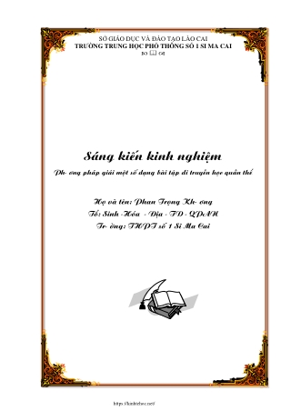 Phương pháp giải một số dạng bài tập di truyền học quần thể