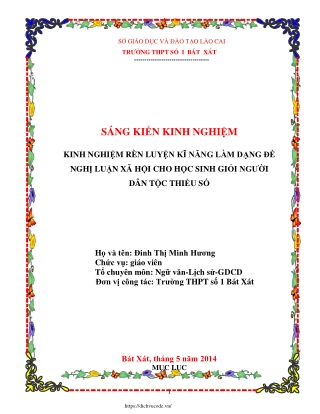 Rèn luyện kĩ năng làm dạng đề nghị luận xã hội cho HSG người dân tộc thiểu số