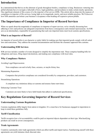 The Importance of Compliance in Importer of Record Services