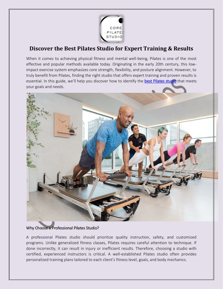 discover the best pilates studio for expert