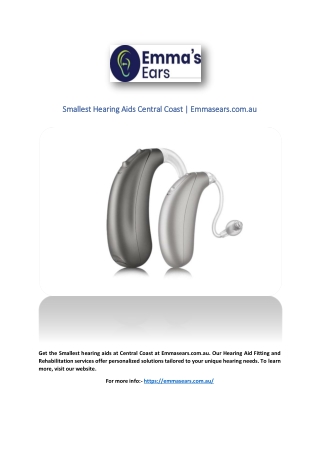 Smallest Hearing Aids Central Coast | Emmasears.com.au