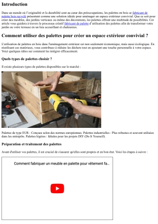 Comment utiliser des palettes pour créer un espace extérieur convivial ?
