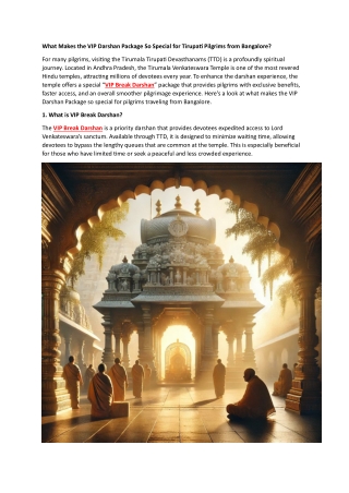 what makes the vip darshan package so special