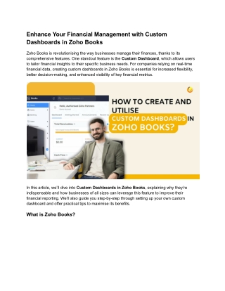 Enhance Your Financial Management with Custom Dashboards in Zoho Books