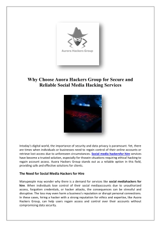 why choose auora hackers group for secure