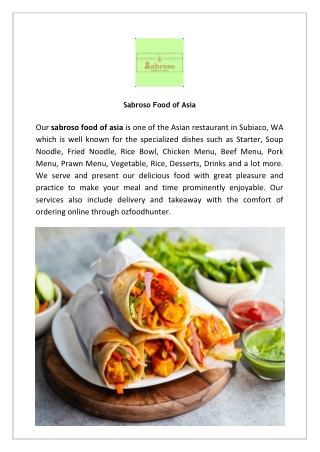 sabroso food of asia