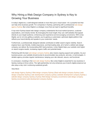 Why Hiring a Web Design Company in Sydney is Key to Growing Your Business