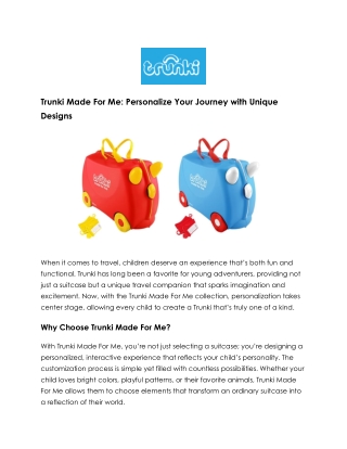 Create Your Own Adventure with "Trunki Made For Me