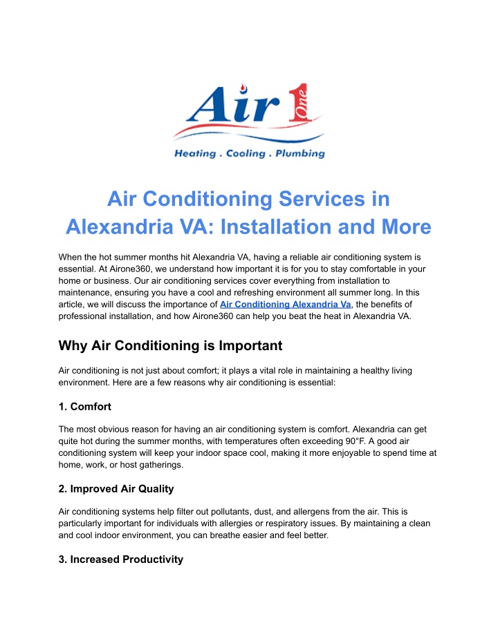 air conditioning services in alexandria