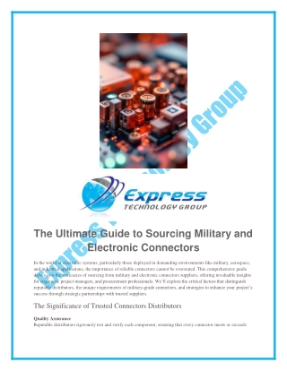 Electronic Connectors Supplier