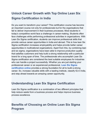 Get Ahead with Lean Six Sigma Certification Online | ClassifyIQ